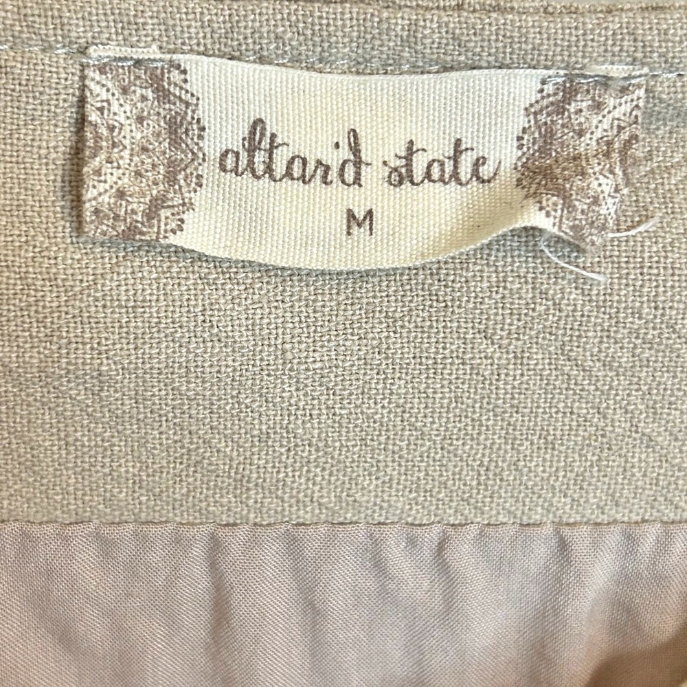 Altar'd State Mini Skirt Medium Tan Red Embroidered Bird Floral Boho Cottagecore - Picture 6 of 10